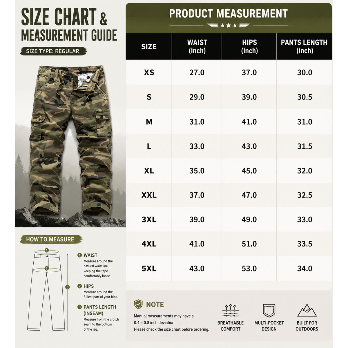 Men’s practical camouflage cargo pant