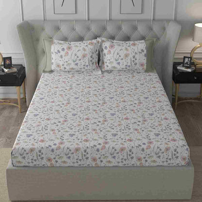 Regency Jamila Printed 210TC 100 %Cotton Pink Bed Sheet with Pillow Case